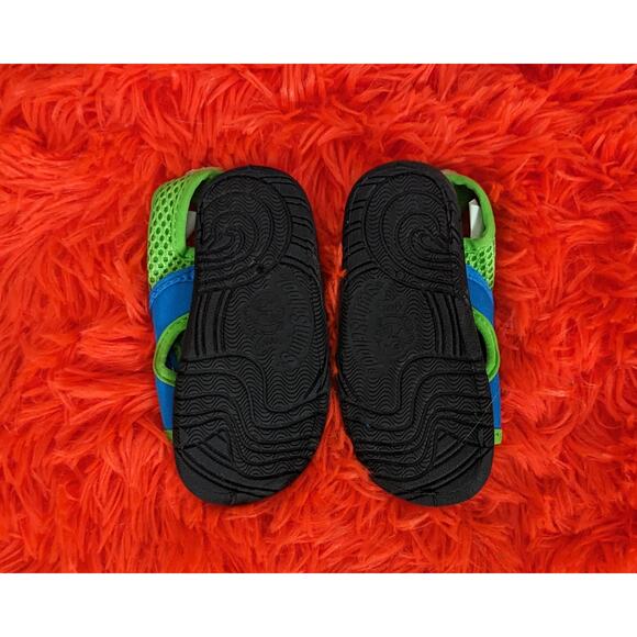 SwimSchool Blue Lime Green Unisex Velcro Water Sandals Shoes Toddler 5/6 - Picture 3 of 4
